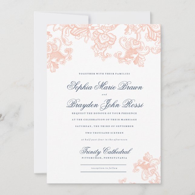 Vintage Lace Wedding Invitation - Spring Lace (Front)