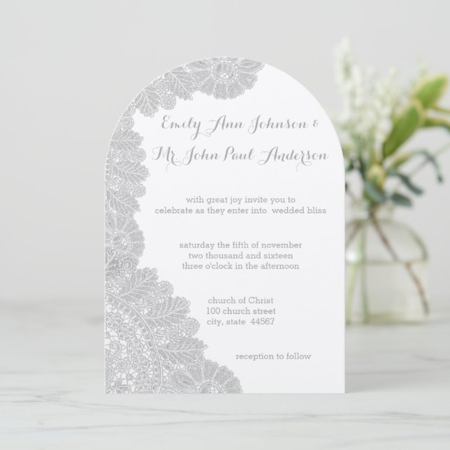 Vintage Lace Wedding Invitations (Standing Front)