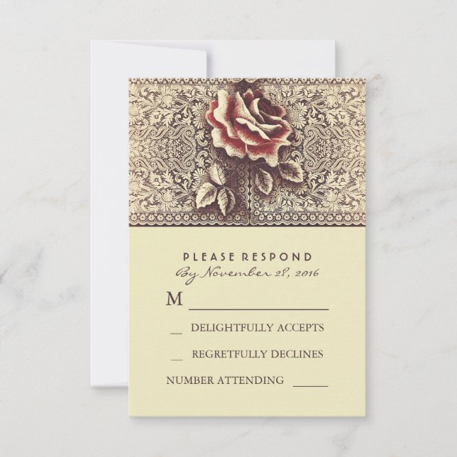 Vintage Lace Wedding RSVP Cards (Front)