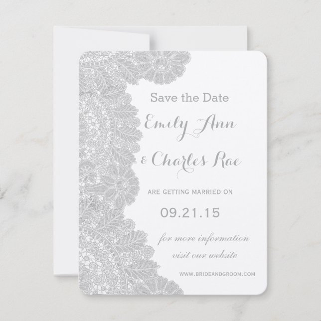 Vintage Lace Wedding Save the Date (Front)