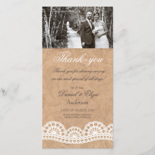 Vintage Lace Wedding Thank You Photo Card