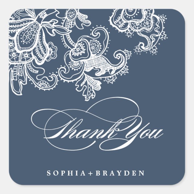 VINTAGE LACE WEDDING thank you sticker seals (Front)