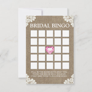 Vintage Laced Bridal Shower Burlap Bingo Cards