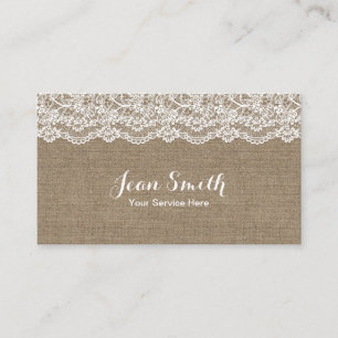 Vintage Laced Burlap Event Planning Seamstress Business Card