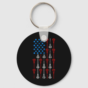 Vintage Lacrosse American Flag 4th Of July Key Ring
