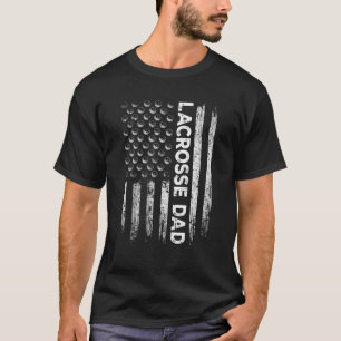 Vintage Lacrosse Dad USA Flag Retro Fathers Day Da T-Shirt