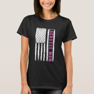 Vintage Lacrosse Mum American US Flag Best Mother T-Shirt