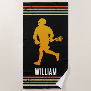Vintage Lacrosse Personalised Beach Towel