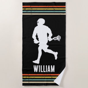 Vintage Lacrosse Personalised Beach Towel