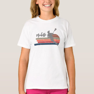 Vintage Lacrosse Player Personalised Name T-Shirt
