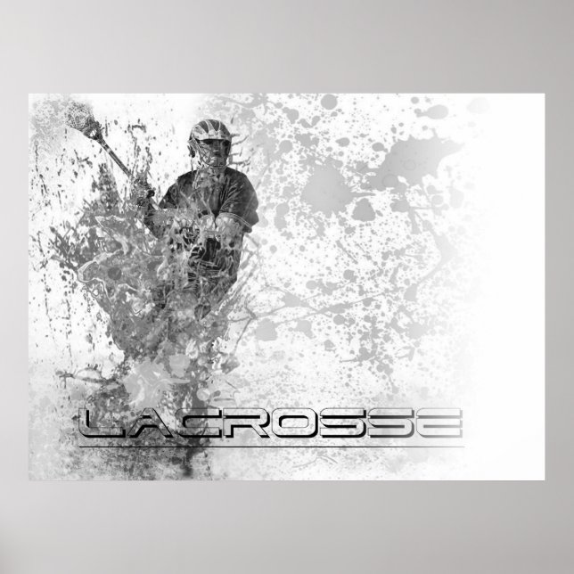 Vintage lacrosse Splatter B/W Horizontial Poster (Front)