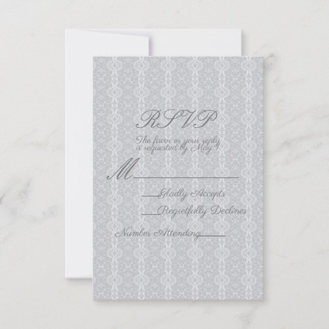 Vintage Lacy Lace Elegant Minimal RSVP Reply (Front)