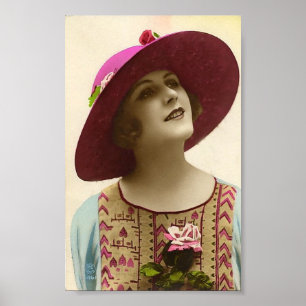 Vintage Ladies 20's Flapper Hat Art Print