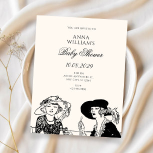 Vintage ladies baby shower  invitation