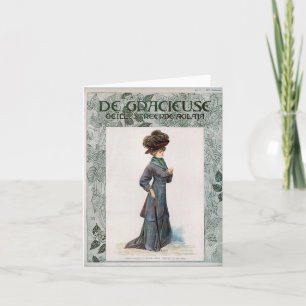 Vintage Ladies Fashion Design Illustration  Card