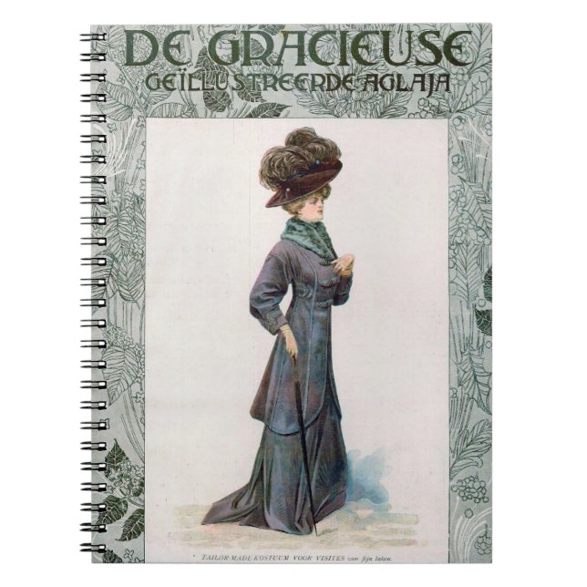Vintage Ladies Fashion Design Illustration Notebook (Front)