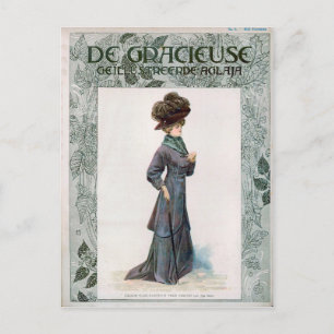 Vintage Ladies Fashion Design Illustration Postcard
