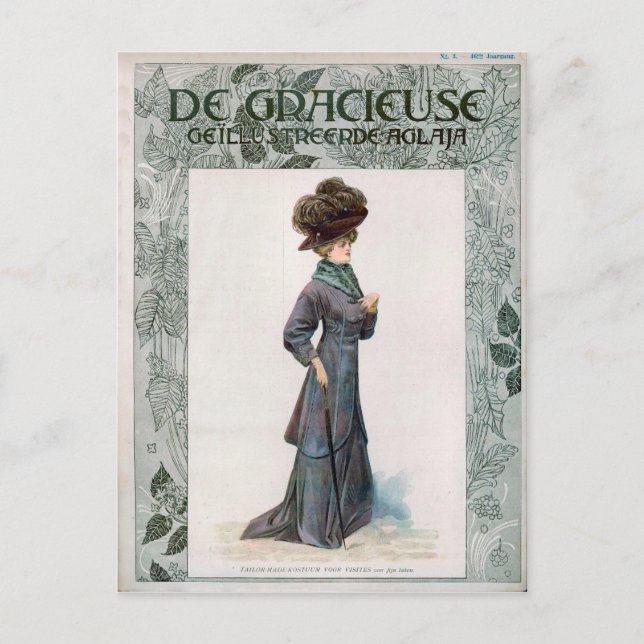 Vintage Ladies Fashion Design Illustration  Postcard (Front)