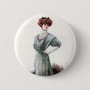  Vintage Ladies Fashion Illustration 1907   6 Cm Round Badge