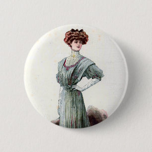  Vintage Ladies Fashion Illustration 1907   6 Cm Round Badge