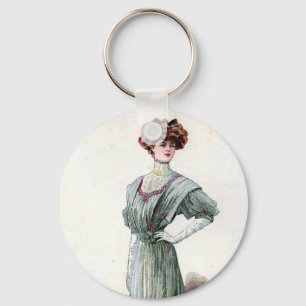 Vintage Ladies Fashion Illustration 1907  Key Ring