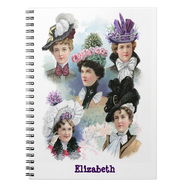 Vintage Ladies Fashion Victorian Hats Notebook (Front)