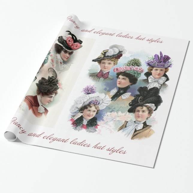 Vintage Ladies Fashion Victorian Hats Paper (Unrolled)