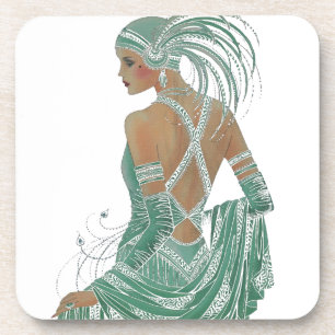 Vintage Ladies Going Green Art Print Coaster