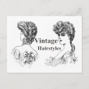Vintage Ladies Hairstyles Black and White Picture Postcard