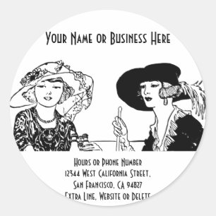 Vintage Ladies in 1920s Fashion Dresses and Hats Classic Round Sticker