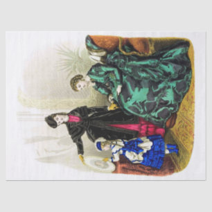 Vintage Ladies In Black Pink Green Blue Decoupage Tissue Paper