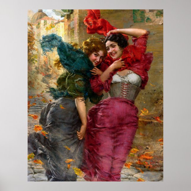 Vintage Ladies In Red Blue Green Poster (Front)