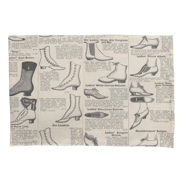 Vintage Ladies' Shoes Catalogue - 1900s Fashion Pillowcase (Front)