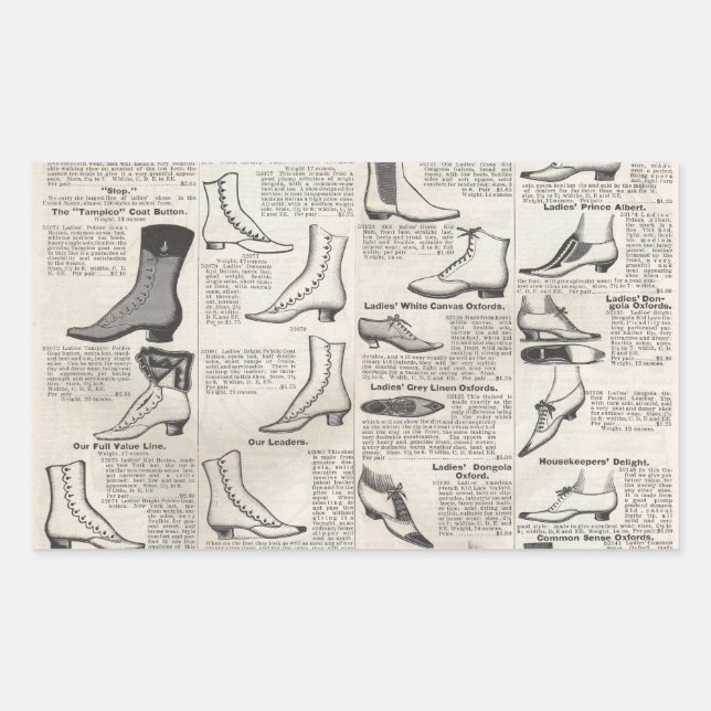 Vintage Ladies' Shoes Catalogue - 1900s Fashion Rectangular Sticker (Front)