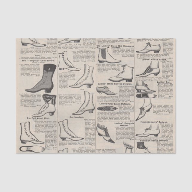 Vintage Ladies' Shoes Catalogue - 1900s Fashion Tissue Paper (Front)