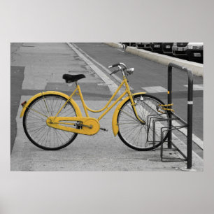 Vintage Ladies Yellow Bicycle, Florence, Italy Poster