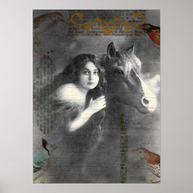 Vintage Lady and Horse Collage Poster (Front)