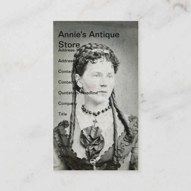 Vintage Lady, Annie's Antique Store Business Card (Front)