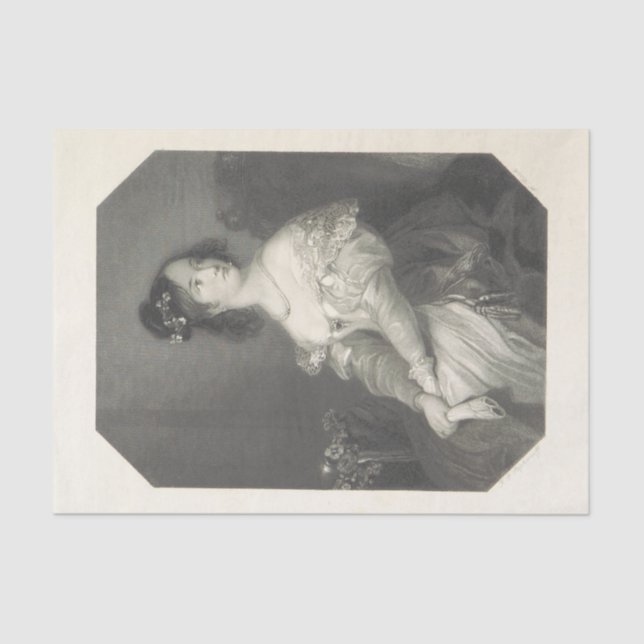 Vintage Lady Black and White Tissue Paper (Front)