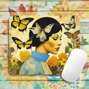 Vintage Lady, Butterflies, Flowers and Inspiring Mouse Mat