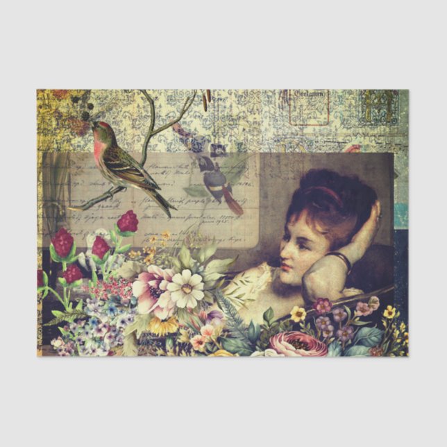 Vintage Lady collage Tissue Paper (Front)