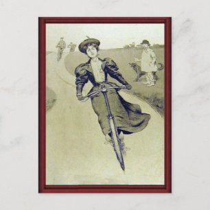 Vintage lady cyclist postcard