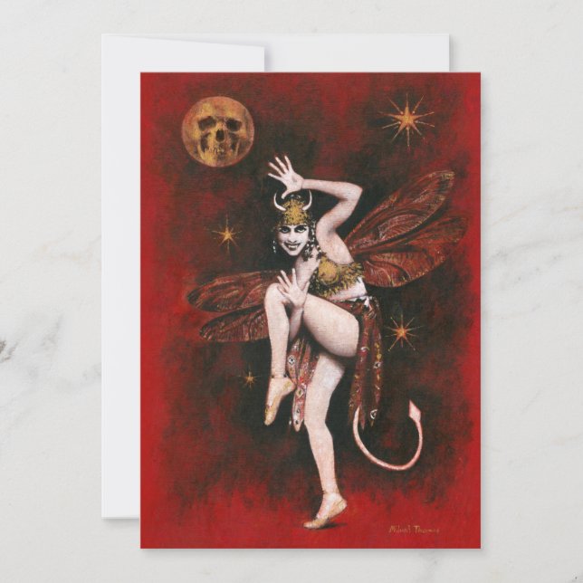 Vintage Lady Dancing Devil Greetings Card (Front)