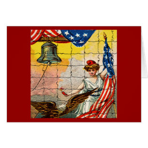 Vintage Lady, Eagle, Flag and Liberty Bell Mosiac