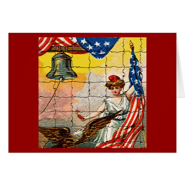 Vintage Lady, Eagle, Flag and Liberty Bell Mosiac (Front Horizontal)