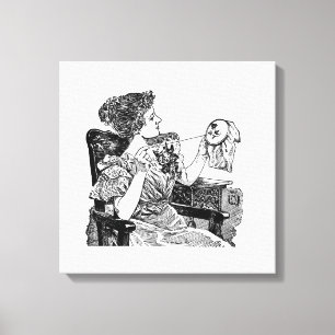 Vintage Lady Embroidery Canvas Print
