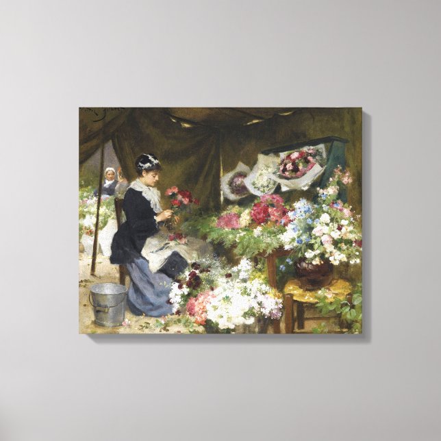 Vintage Lady Flower Vendor Canvas Print (Front)