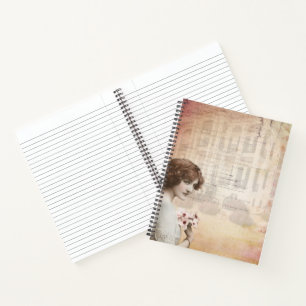Vintage Lady Flowers Spiral Notebook