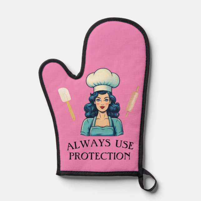 Vintage Lady Funny Oven Mitt (Front)