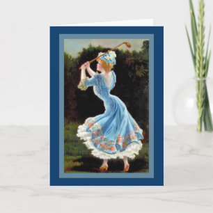 Vintage Lady Golfing Card